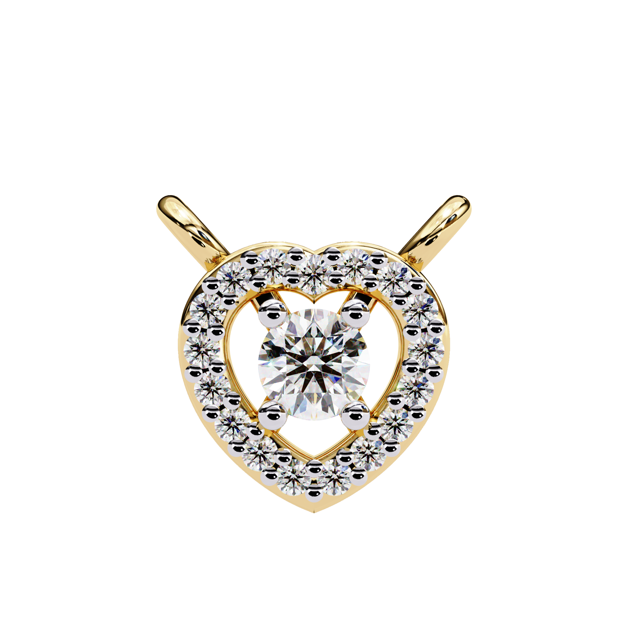 Solitairekart 0.17ct Natural Diamond Eternal Heart Halo Pendant-HI Color, VS-SI Clarity